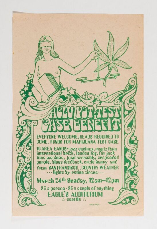 1968 Country Weather Pot-Test Case Benefit Eagles Auditorium Seattle Handbill Near Mint 83