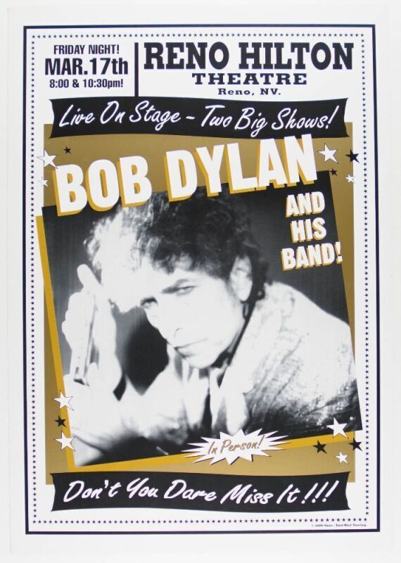 2000 Bob Dylan The Reno Hilton Theatre Poster Excellent 79