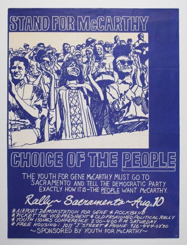 1968 Eugene McCarthy Rally Sacramento Political Poster Excellent 71