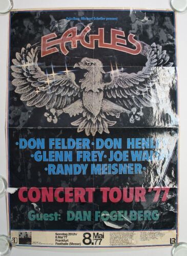 1977 The Eagles Dan Folgelberg Festhalle Frankfurt Germany Poster LAMINATED