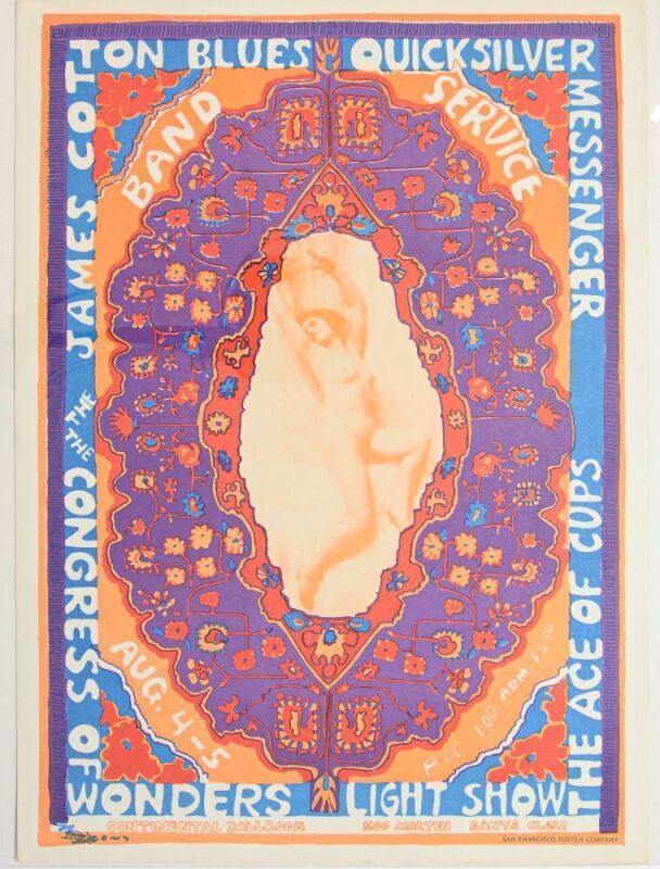 1967 Quicksilver Messenger Service Continental Ballroom RP Poster Near Mint 81