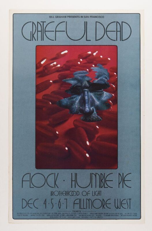 1969 BG-205 Grateful Dead Humble Pie Fillmore West RP2 Poster Near Mint 89