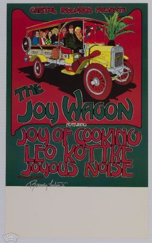 1971 Randy Tuten The Joy Wagon Joy Of Cooking Leo Kottke Joyous Noise Capitol Records Tour Blank Signed Tuten Poster Near Mint 85