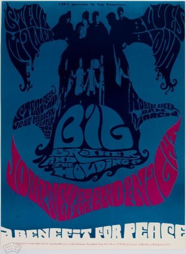 1967 Big Brother Janis Joplin Steve Miller Steninger Auditorium Poster Mint 93