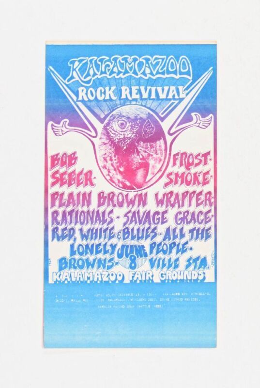 1969 Bob Seger Kalamazoo Rock Revival Kalamazoo Fairgrounds Postcard Near Mint 85