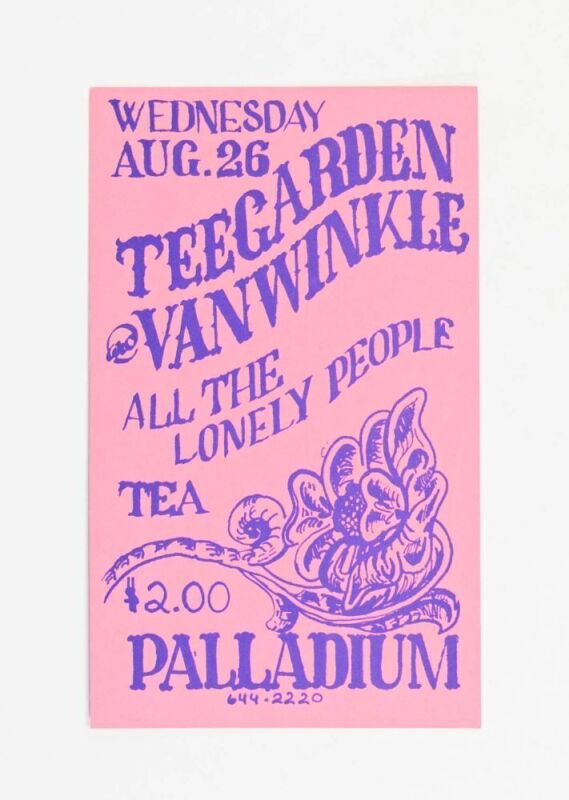 1970 TeeGarden VanWinkle The Palladium Birmingham Michigan Handbill Excellent 79