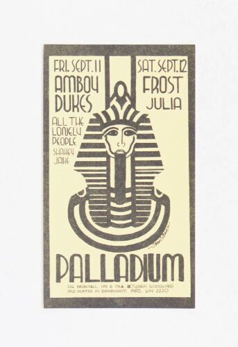 1970 Amboy Dukes The Palladium Birmingham Handbill Mint 91