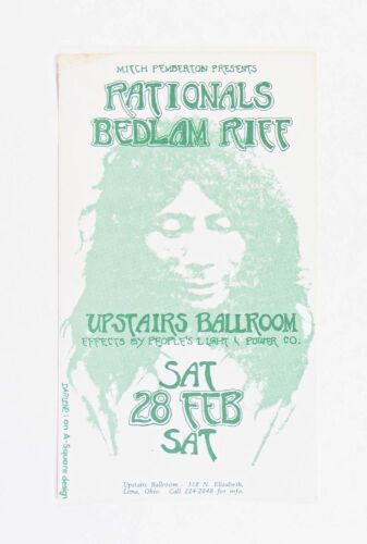 1970 Rationals Bedlam Riff The Upstairs Ballroom Lima Ohio Handbill Extra Fine 69