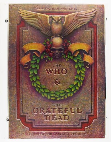 1976 AOR-4.43 The Who Grateful Dead Oakland Stadium Uncut Proof Poster Near Mint 89