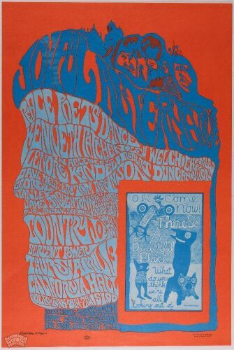 1967 Country Joe & The Fish The Joyful Alternative Peace Poets Dance California Hall Poster Near Mint 89