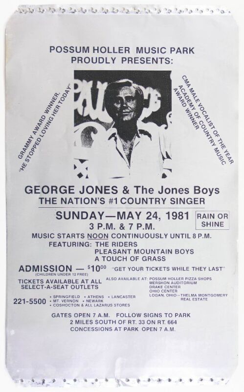 1981 George Jones & The Jones Boys Possum Holler Music Park Ohio Printing Plate