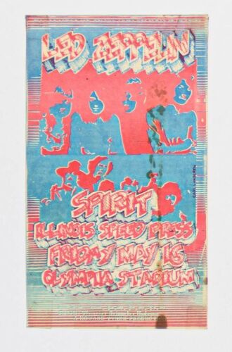 1969 Led Zeppelin Olympia Stadium Detroit Handbill Extra Fine 65