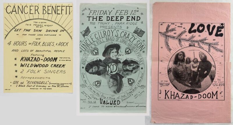 Lot of 3 Vintage Khazad-Doom Chicago Area Handbills