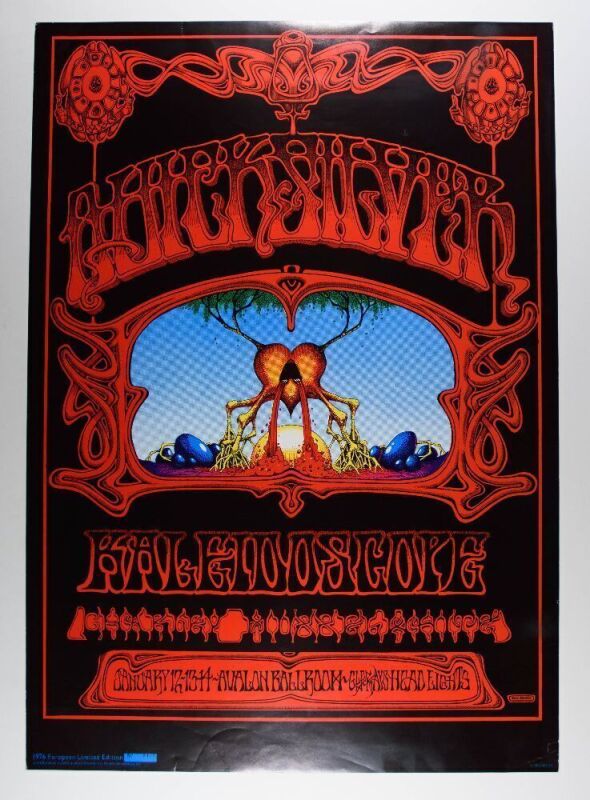 1976 FD-101 Rick Griffin Quicksilver Messenger Service Avalon Ballroom RP3 European Version Poster Excellent 71