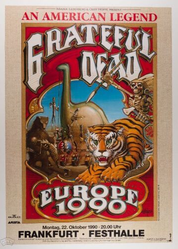 1990 Rick Griffin Grateful Dead Festhalle Frankfurt Germany Poster Near Mint 89