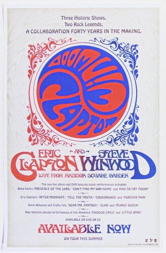 2009 Clapton & Winwood Madison Square Garden Album & DVD Promo Poster Mint 95