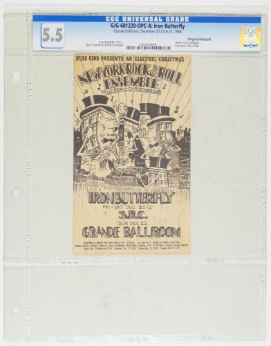 1968 G/G-681220 Iron Butterfly SRC Grande Ballroom Detroit Postcard CGC 5.5