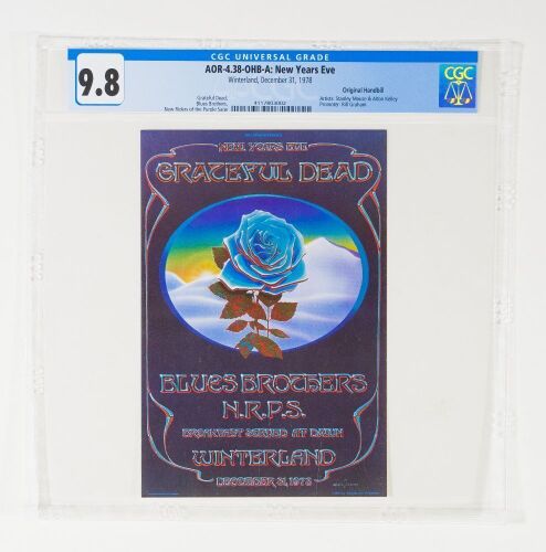 1978 AOR-4.38 Grateful Dead Winterland NYE Blue Rose Handbill CGC 9.8