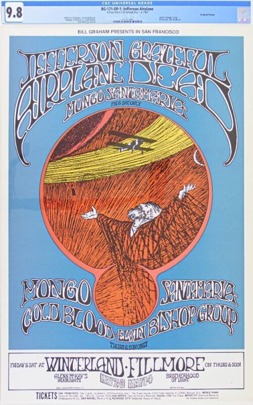 1969 BG-171 Grateful Dead Jefferson Airplane Fillmore West Poster CGC 9.8