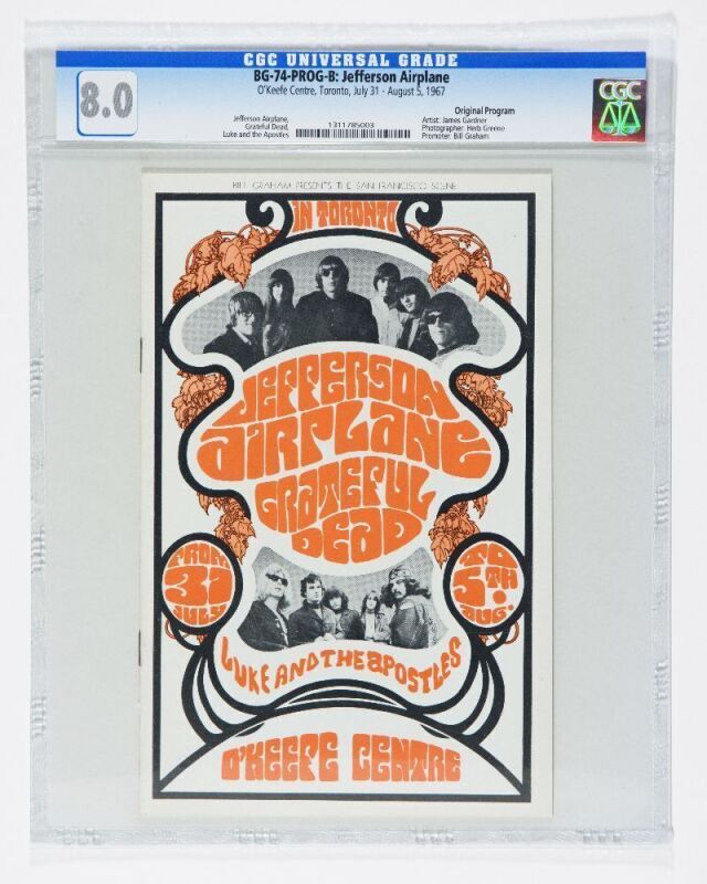 1967 BG-74 Grateful Dead Jefferson Airplane O'Keefe Centre Concert Program CGC 8.0