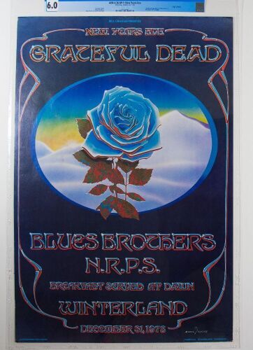 1978 AOR-4.38 Grateful Dead Winterland NYE Blue Rose Poster CGC 6.0