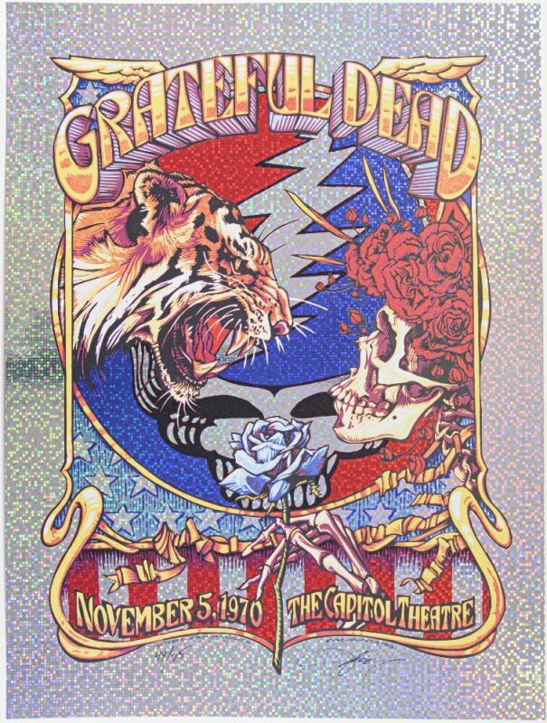 1970/2024 AJ Masthay Grateful Dead Capitol Theatre LE Signed Masthay Commemorative Poster Mint 93