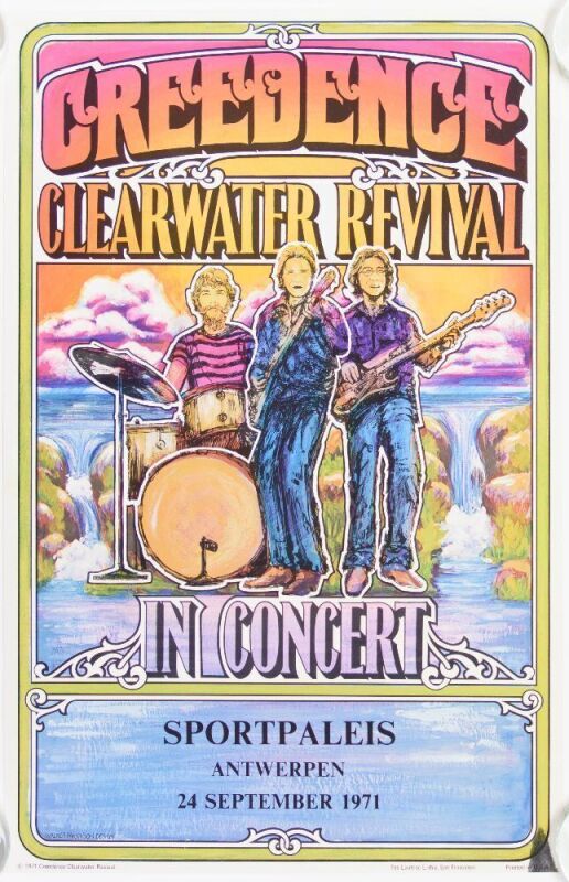 1971 Creedence Clearwater Revival Sportpaleis Belgium Poster Near Mint 89