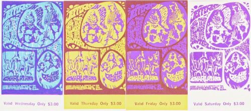 1967 BG-88 Jefferson Airplane The Charlatans Blue Cheer Fillmore Auditorium Complete Set of 4 Original Tickets Mint 90