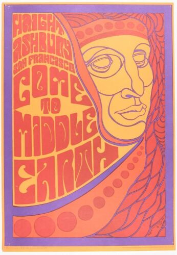 1967 Clifford Charles Seeley Come to Middle Earth Haight Ashbury Poster Excellent 73