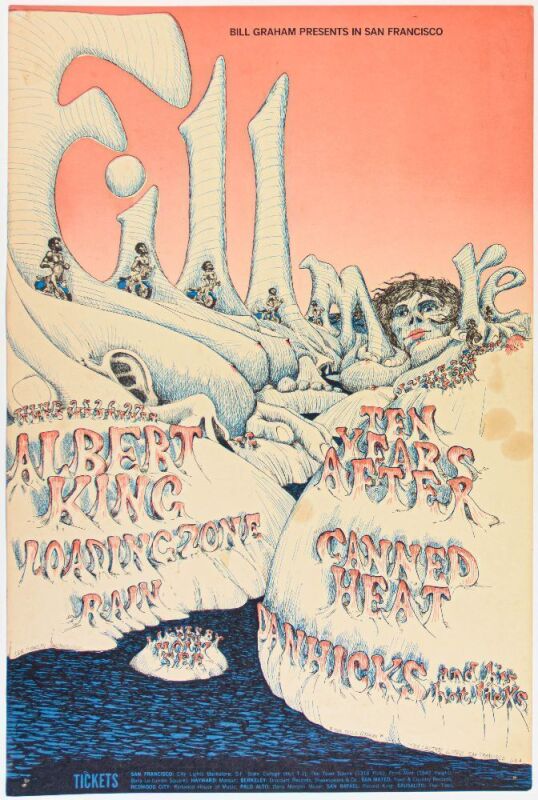 1968 BG-126 Albert King Ten Years After Canned Heat Fillmore Auditorium Poster Extra Fine 65