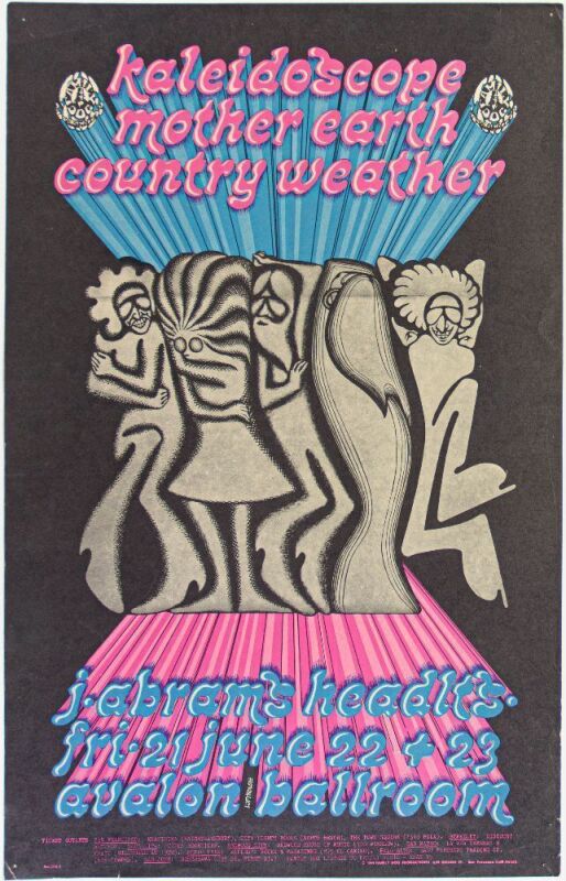 1968 FD-124 Kaleidoscope Mother Earth Country Weather Avalon Ballroom Poster Extra Fine 69