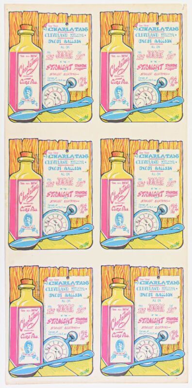 1968 AOR-2.229 The Charlatans Straight Theatre Uncut Handbill Sheet Extra Fine 67