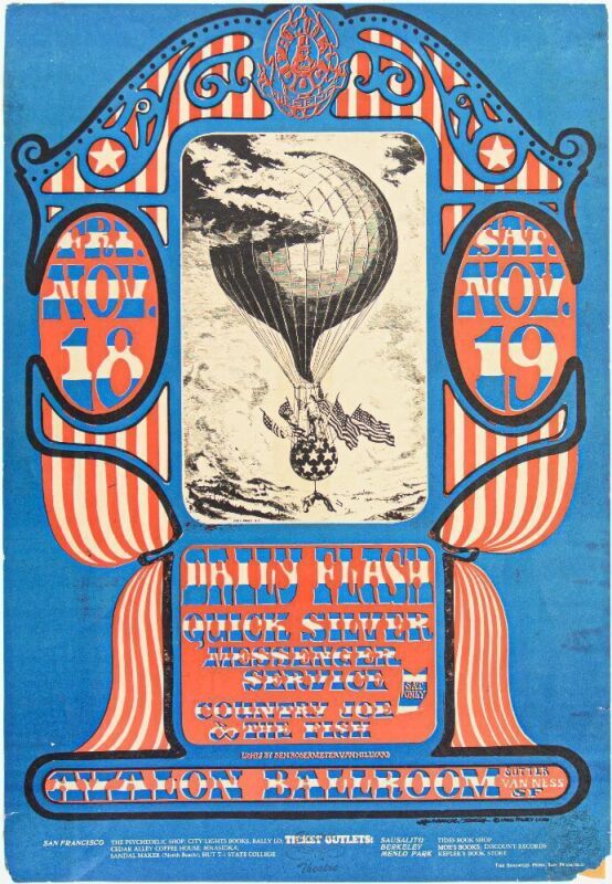 1966 FD-35 Daily Flash Quicksilver Country Joe Avalon Ballroom Poster Extra Fine 61