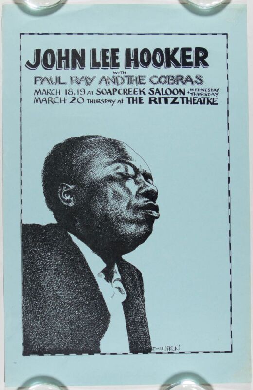 1975 Jim Franklin John Lee Hooker Paul Ray & The Cobras Soapcreek Saloon & The Ritz Theatre Austin Poster Excellent 75