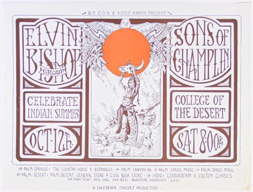 1974 Elvin Bishop Group College of the Desert Palm Springs Poster Excellent 77