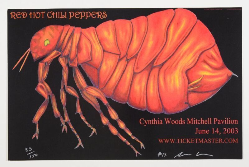 2003 Red Hot Chili Peppers Cynthia Woods Mitchell Pavillion LE Signed Adam Cohen Poster Mint 91