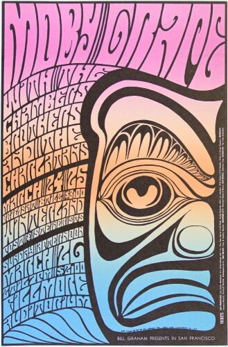 1967 BG-56 Moby Grape Winterland & Fillmore Auditorium Poster Near Mint 89