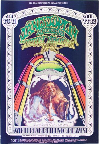 1969 BG-165 Janis Joplin Winterland & Fillmore West RP2 Poster Near Mint 83