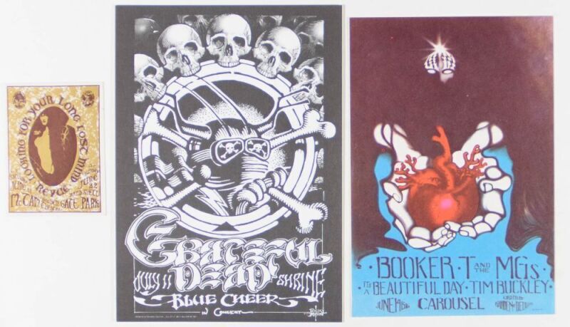 Lot of 3 Psychedelic Rick Griffin & Stanley Mouse Design Cards