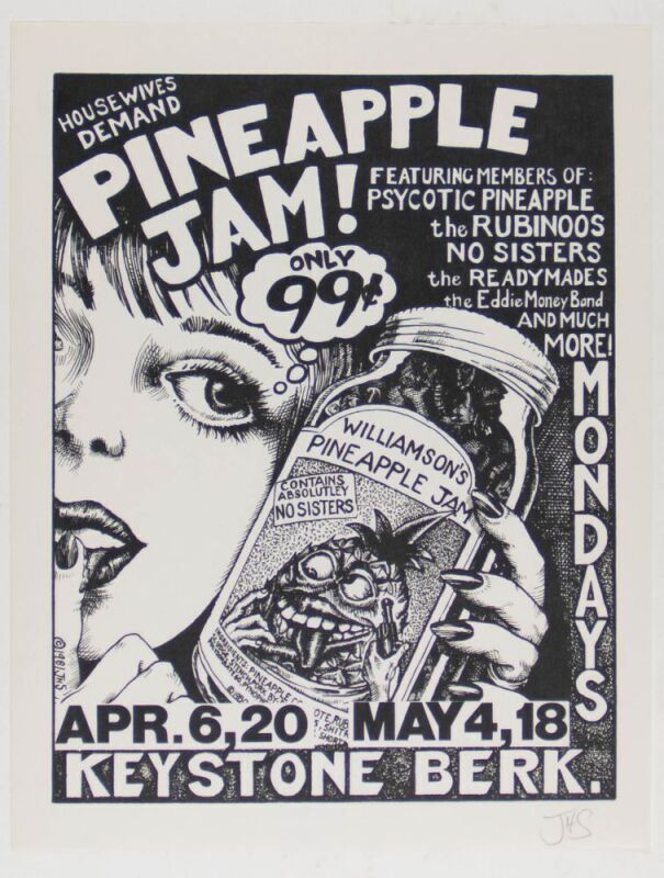 1981 AOR-451 John Seabury Pineapple Jam Psycotic Pineapple Keystone Berkeley Signed Seabury Flyer Near Mint 87