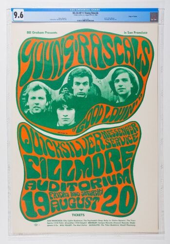 1966 BG-24 Young Rascals Fillmore Auditorium Poster CGC 9.6
