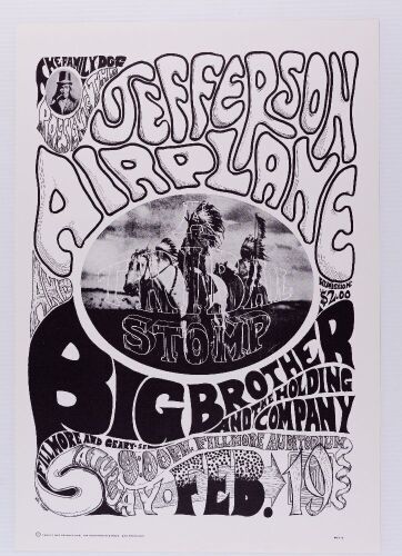 1966 FD-1 Jefferson Airplane Big Brother Fillmore Auditorium RP2 Poster Near Mint 89