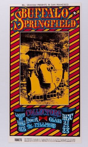 1967 BG-98 Buffalo Springfield Hour Glass Fillmore Auditorium Poster Near Mint 89