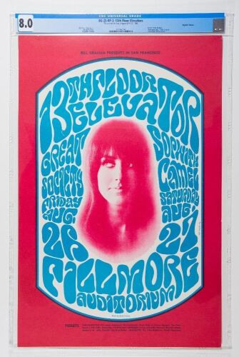 1966 BG-25 Great Society 13th Floor Elevators Fillmore Auditorium RP3 Poster CGC 8.0