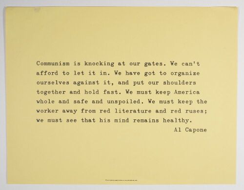 1970 Al Capone Communism Quote Poster Excellent 75