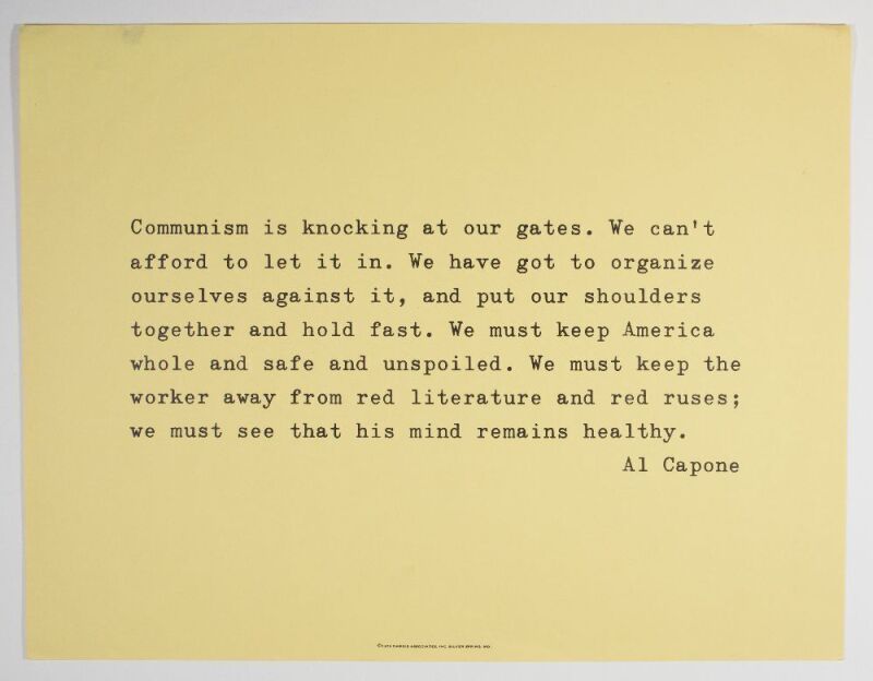 1970 Al Capone Communism Quote Poster Excellent 75