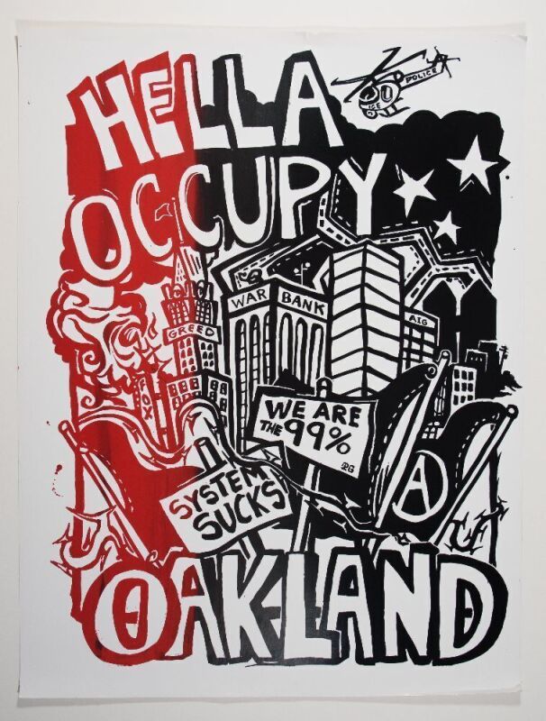 2011 Political Gridlock Hella Occupy Oakland Political Poster Excellent 73