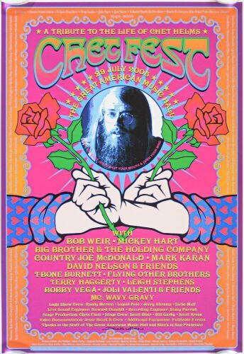 2005 Chet Fest Bob Weir Mickey Hart Wavy Gravy The Great American Music Hall Signed Dennis Loren Poster Mint 91