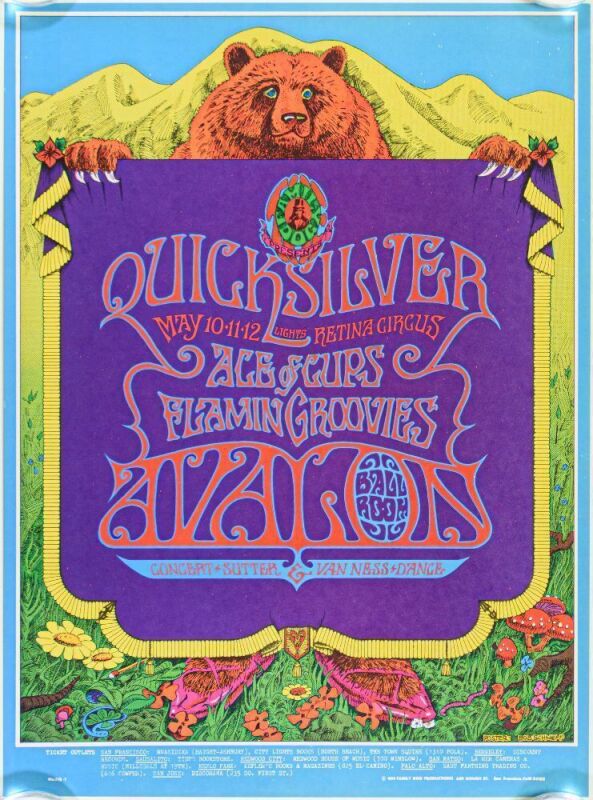 1968 FD-118 Quicksilver Messenger Service Avalon Ballroom Poster Near Mint 89