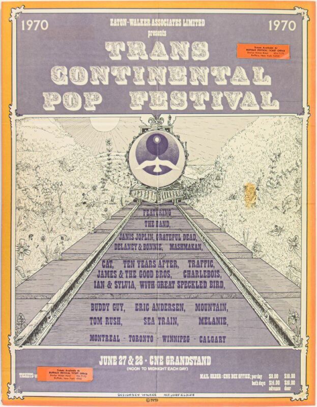 1970 AOR-4.132 The Band Grateful Dead Janis Joplin Festival Express CNE Grandstand Toronto Poster MOUNTED